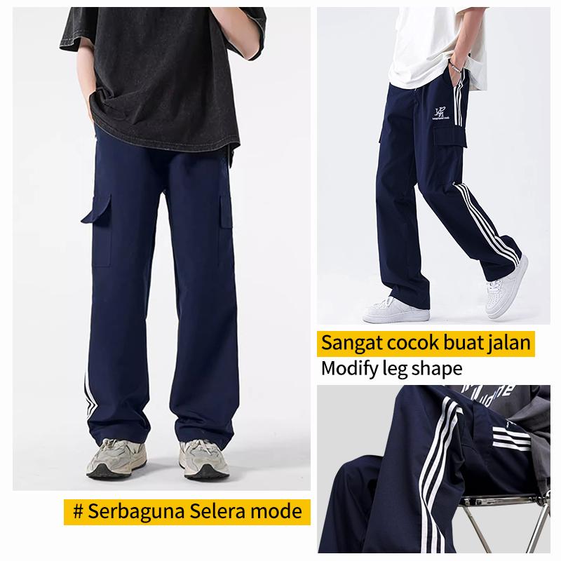 Celana Cargo Panjang Pria celanalonggar Cargo Pants Kargo celana priakeren korean style celana panjang priaoversize retro celana kulot pria baggy pantsloose fashion highwaist pants remajacelana Joger polos kekinian celanapinggang karet straight 4