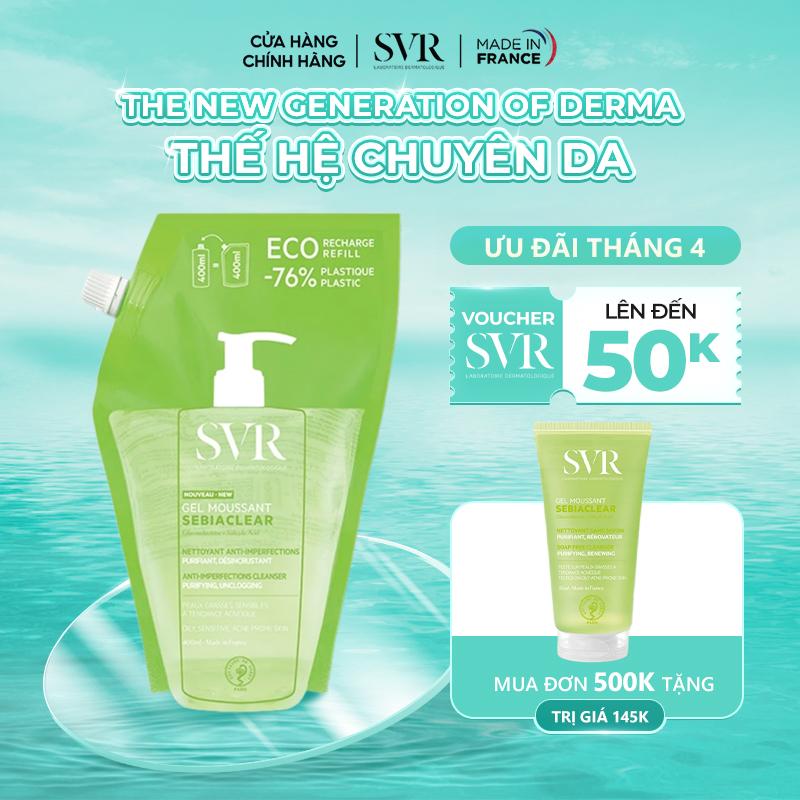 Gel rửa mặt không có xà phòng và làm sạch SVR SEBIACLEAR GEL MOUSSANT dạng túi 400ml