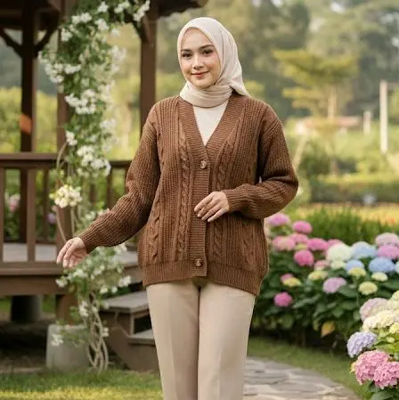 OOTD Hijab  Cardigan Rajut Tebal Premium Cewek | Knitwear Korea | Oversize Fit XL