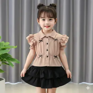 HANNA - Setelan Daily Anak Perempuan Intan Ribbon Fashion Oneset Baju Rok Korean Style Terbaru Suncrepe Ukuran S M L XL