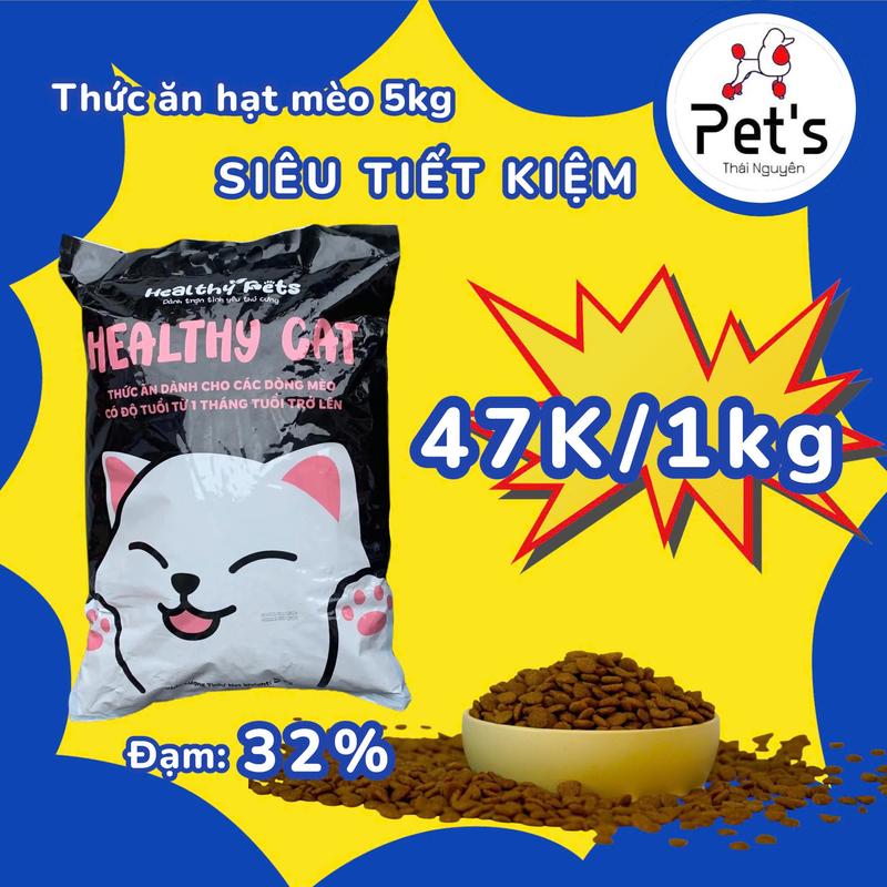 Pet's Healthy Cat 5kg - Thức ăn hạt cho mèo đầy đủ dinh dưỡng túi 5kg Siêu tiết kiệm 50K/1kg Đạm 32%