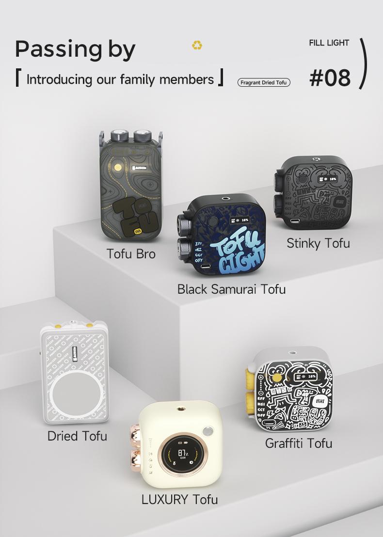 PHOTOOLEX Fragrant Dried TOFU Light - Lampu Atmosfer Langsung Berwarna Penuh Magnetik RGB Multi-Fungsi Fotografi Seluler Fotografi Selfie Isi Cahaya Kamera