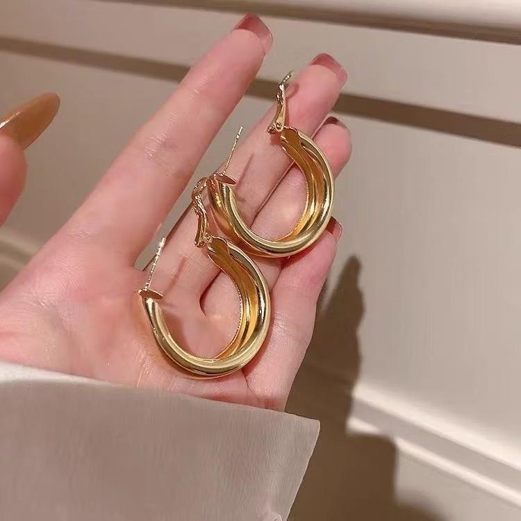 PH64 Big Earrings Anting Tusuk Tindik Emas Perak Gold Silver Giwang Besar Model Round Half Bulat 6