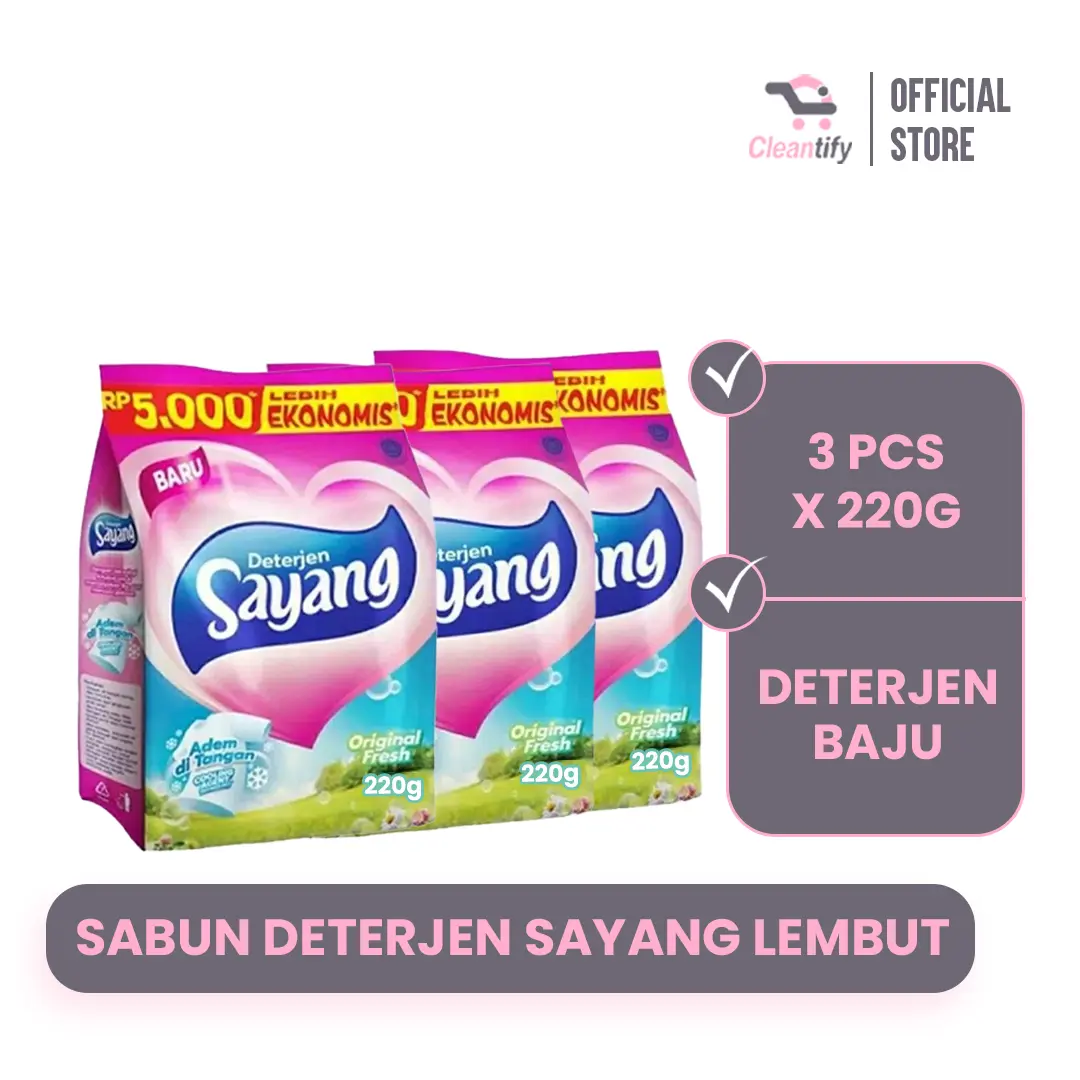 Paket 3 Pcs Sayang Powder Detergent Kemasan 5000 Pencuci Pakaian Deterjen Bubuk Laundry