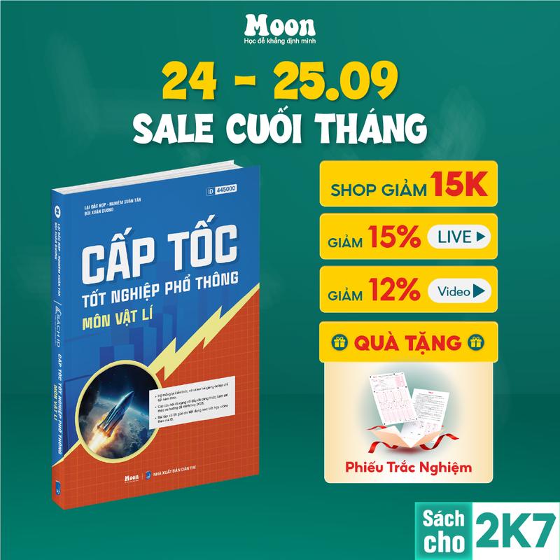 Sách Cấp tốc vật lí, tổng ôn kiến thức trọng tâm môn Vật lý ôn thi tốt nghiệp THPT  Moonbook