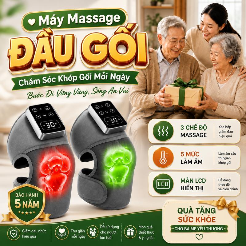 Máy Massage Đầu Gối , Đai Quấn Nóng Đầu Gối Rung 3D Tần Số Cao Giảm Đau Nhứ