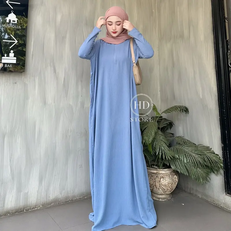 Gamis Abaya Nagita Mewah Bahan Crinkle Airflow Polos Elegan Muslim Wanita 7