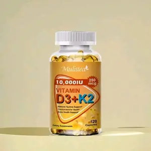 Mulittea 120pcs Vitamin D3 + K2 (mk7) Softgel Untuk Meningkatkan Penyerapan Kalsium Kesehatan Tulang, Sendi, Dan Meningkatkan Kekebalan Tubuh