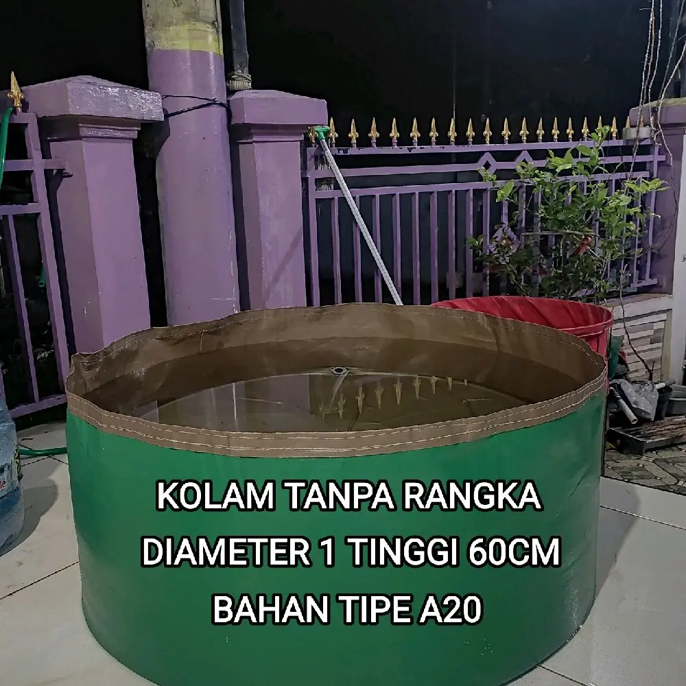 Kolam Tanpa Rangka Diameter 1 Tinggi 60cm Bahan Tipe A20 UV KOREA Praktis dengan Pembuangan Air