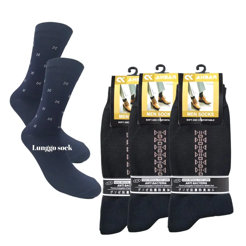 3 Pasang Kaos Kaki Panjang Pria Tebal Antibakteri Motif Hitam Dewasa Unisex Nyaman Katun 1