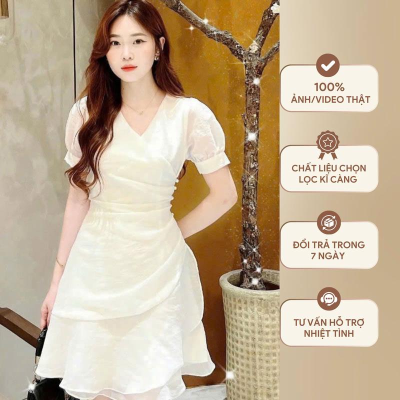 V124 VÁY TƠ DỰ TIỆC VÁY NỮ ĐẸP VÁY SANG CHẢNH MÀU TRẮNG ẢNH THẬT VIDEO TỰ QUAY TẠI KHO Women Dress váy nữ xinh nhẹ nhàng váy xinh sang chảnh đầm đẹp đi tiệc cưới