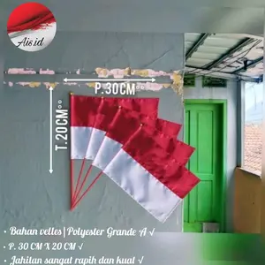 KUALITAS TERBAIK || BENDERA MERAH PUTIH TANGAN 20 CM x 30 CM - Hand flag mantap √