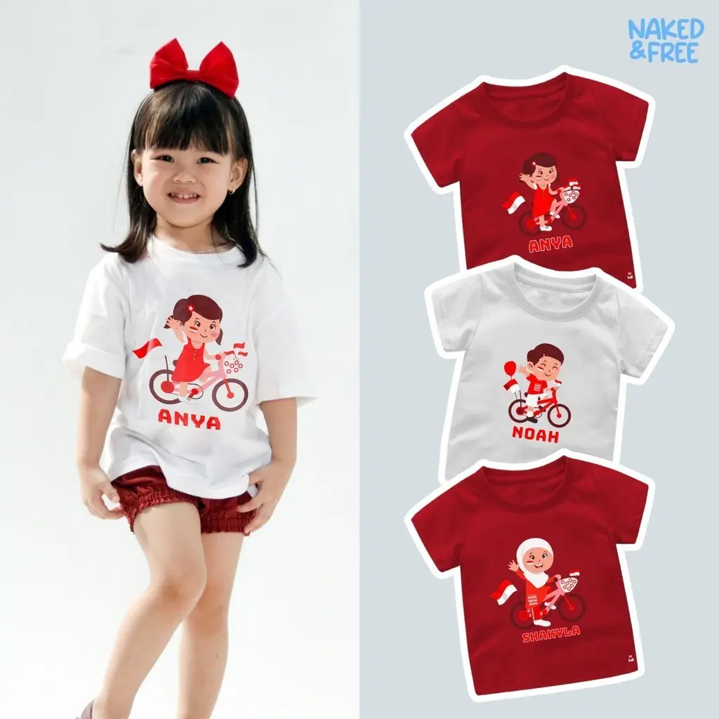 Naked & Free Baju Kaos Kemerdekaan Series Cute Independence Kids Bisa Custom Nama Size Bayi Sampai Dewasa