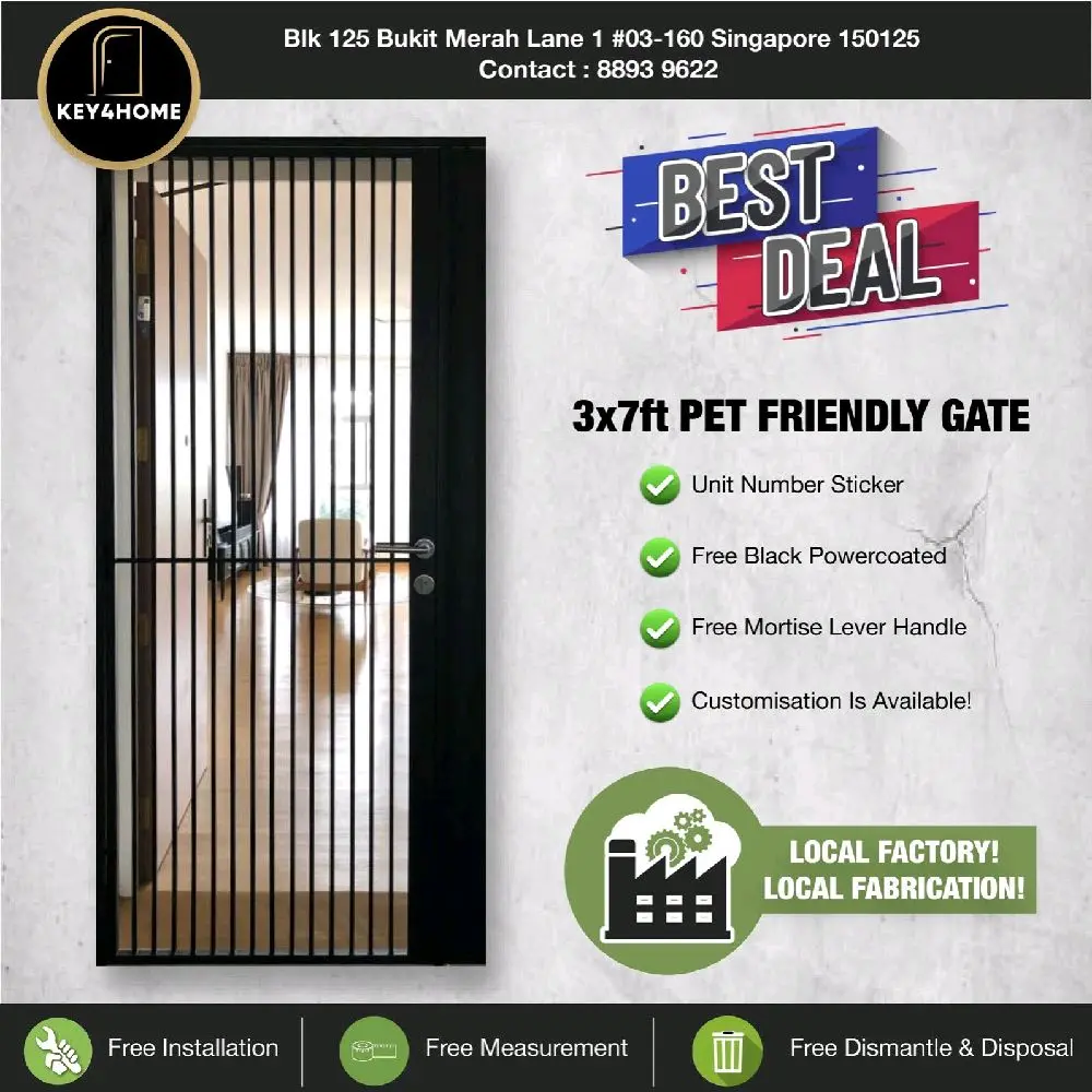 3x7 Modern Pet Friendly Gate
