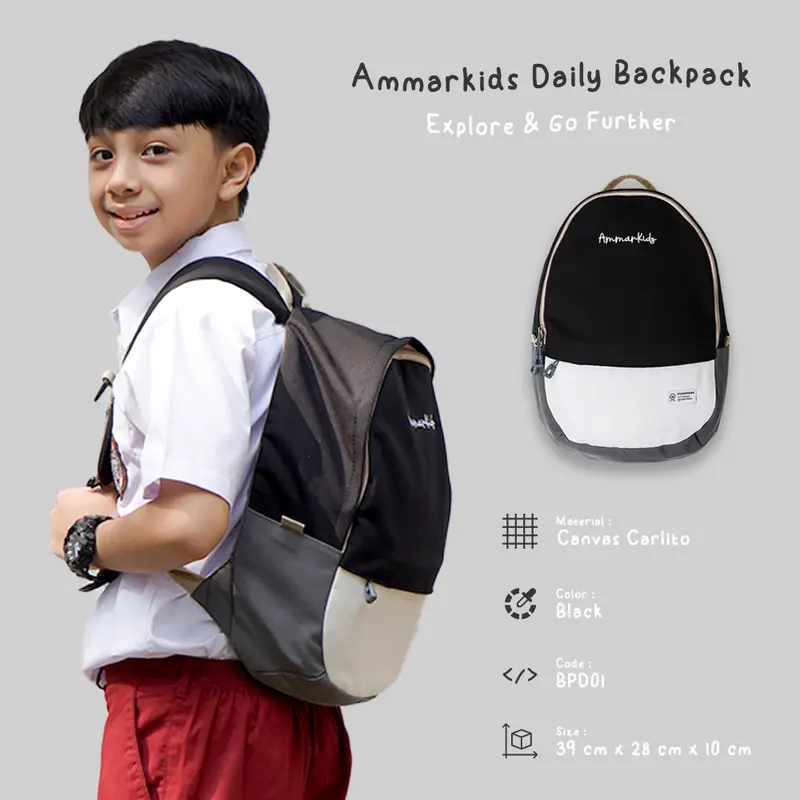 Ammarkids Daily Backpack | Tas Sekolah | Tas Ransel | Tas Ransel Sekolah Anak Laki-Laki Perempuan SD SMP 2