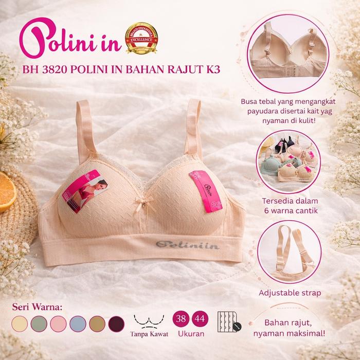 Gambar Polini in - Bra Push Up Wanita Tanpa Kawat Adem Halus Bra Rajut Premium 3820 - 40 dari Polini In Kota Administrasi Jakarta Barat Tokopedia