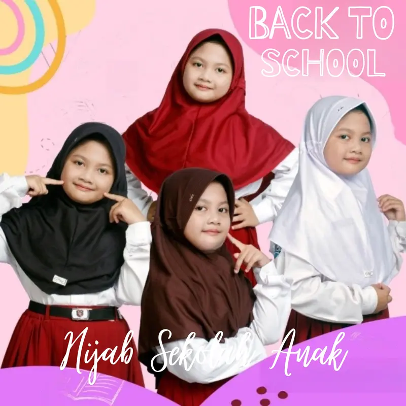 Hijab Sekolah Instan SD SMP SMA Pita Tertutup Bahan Kaos PE Premium 8