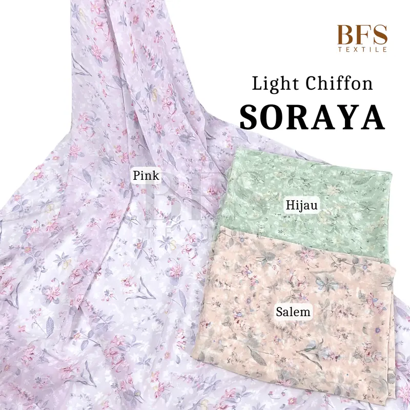 BFS Textile 0,5 meter Bahan Kain Light Chiffon Motif Grade A 1