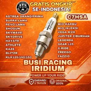 BUSI RACING SUPER IRIDIUM (C7HSA) MIO,GRAND,VEGA,SUPRA FIT,SMASH,SUPRAX100,JUP Z,LEGENDA,SHOGUN,SPIN125,HAYATE,KAZE,BLITZ,FREEGO,XRIDE,