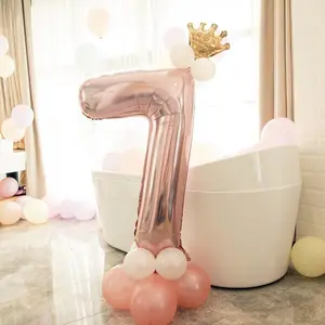 Balon foil angka 80cm Rosegold Gold Latex Putih Buket