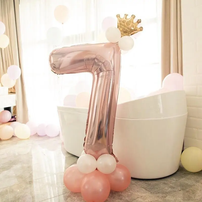 Balon foil angka 80cm Rosegold Gold Latex Putih Buket