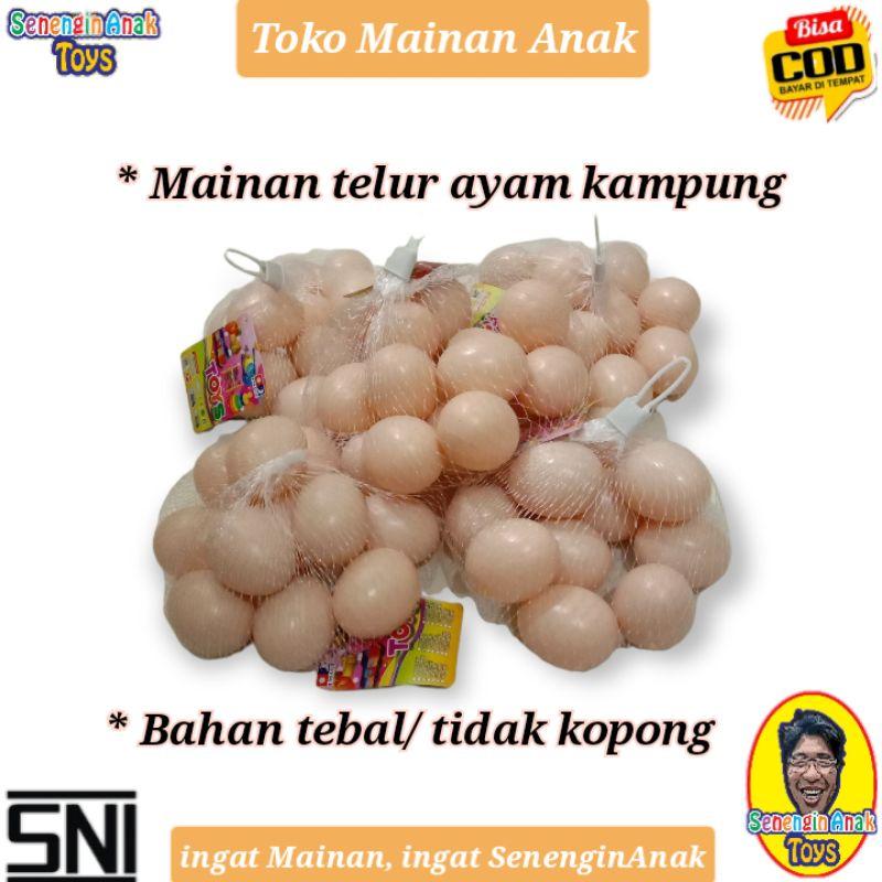 Mainan Telur ayam kampung bahan plastik tebal tidak kopong mainan telor paskah hias - SenenginAnak 0