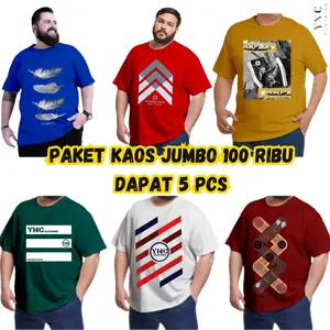Paket Kaos Jumbo XXL 5 Kaos distro cowok 100ribu