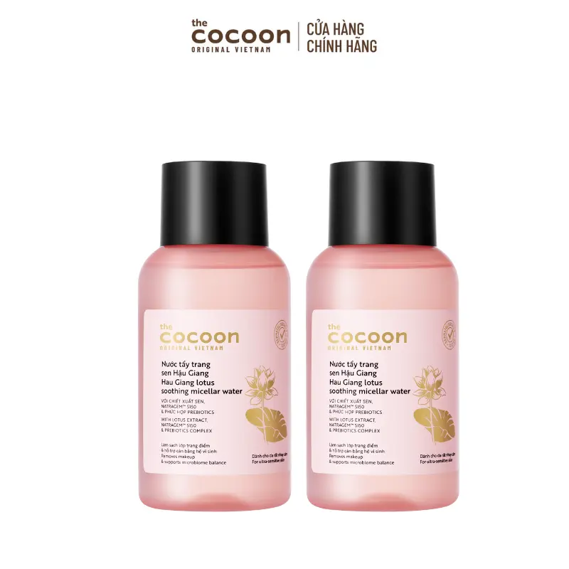 Ảnh đại diện COMBO 2 Nước Tẩy Trang Sen Hậu Giang sạch bụi siêu mịn PM1.0, có prebiotics dịu êm cho da rất nhạy cảm Cocoon 140ml