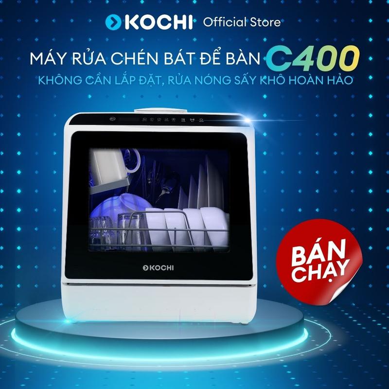  Máy rửa chén bát để bàn KOCHI C400 - Nhỏ gọn - Tiết kiệm năng lượng - 4 bộ - May Rua chen - Kochi vietnam - May rua bat - mini - Rửa nước nóng Sấy và khử trùng - Làm Sạch hoàn hảo 