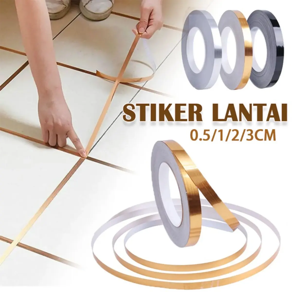 Stiker Penghalang Keramik Stiker Lemari Pakaian Panjang Celah Gulungan Stiker Lantai Nat Keramik 50M Pintu Kabinet Dekorasi Strip Tepi Cantik Berperekat