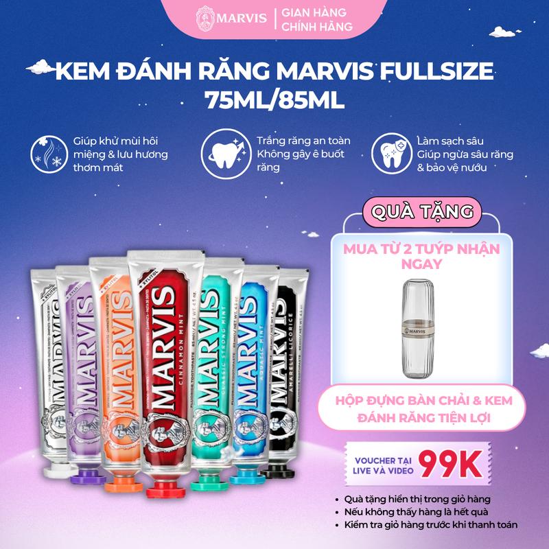 Kem đánh răng Marvis Toothpaste tất cả các loại 75/85ML Hỗ Trợ Làm Trắng Răng Thơm Miệng Dài Lâu - [IH]