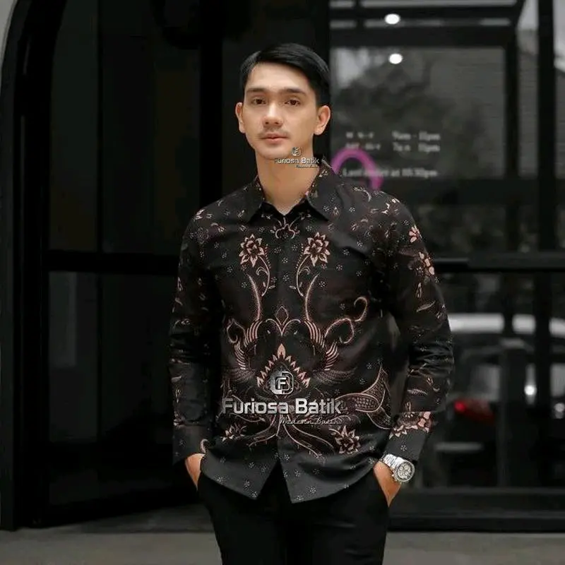 KEMEJA PRIA BATIK  MOTIF AYAM KANCING DIBAWAH 2