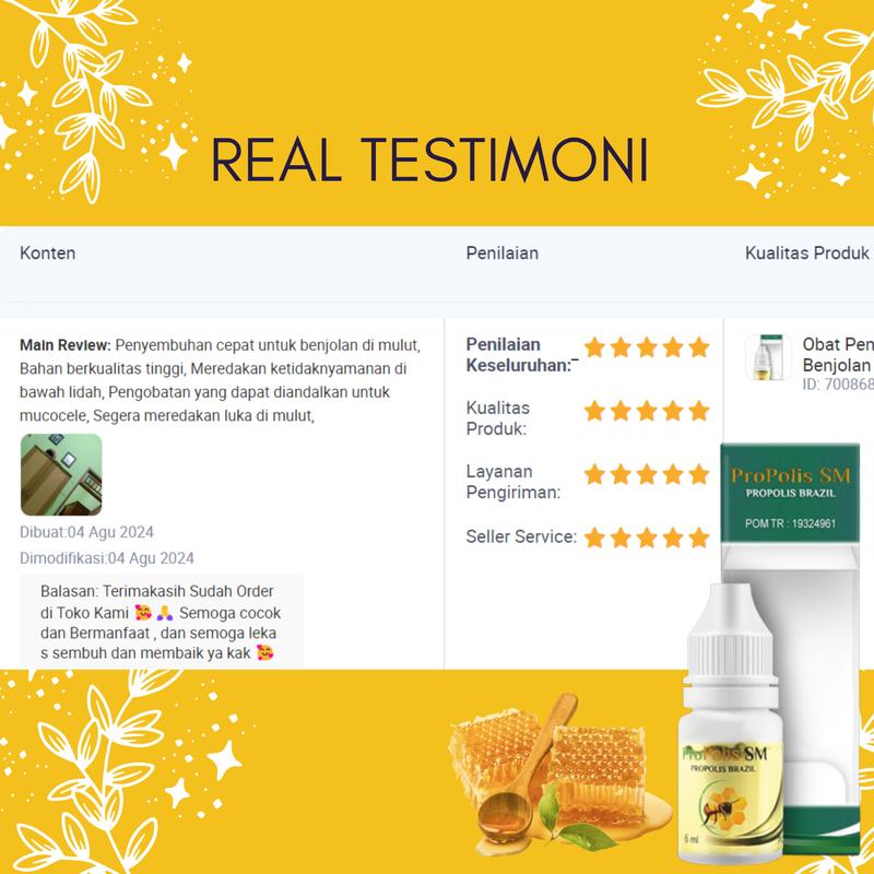 Propolis SM - Untuk Penghilang Kelenjar Mucocele / Ranula Benjolan di Bawah Lidah, Di Mulut / Bibir 5