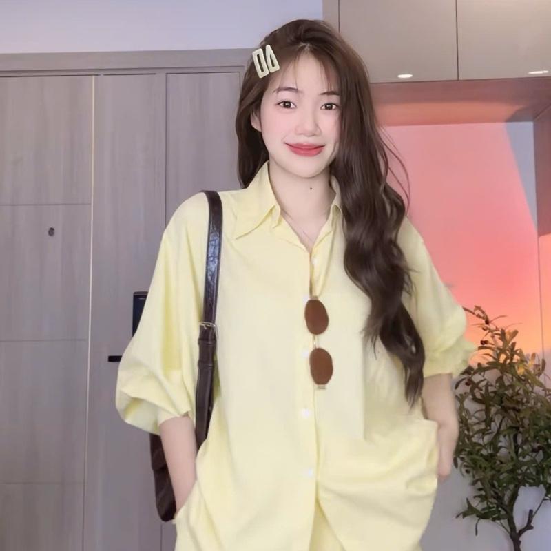 Set bộ đồ ÁO SƠ MI TAY THỤNG kèm quần đùi có túi- Hân Linh shop