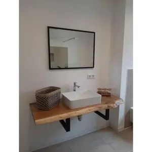 Wastafel Kabinet Top kayu jati perhutani - Natural_Walnut, L.45xP.104