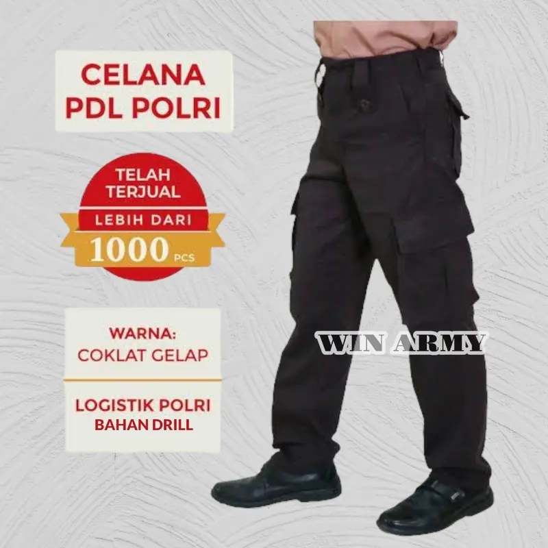 Celana PDL Warna Coklat Polisi - Celana Lapangan Pramuka - Celana PDL Security - Satpam - POLRI