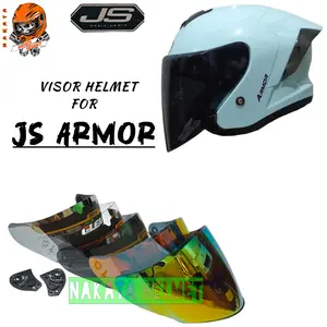 Kaca helm JS ARMOR flat visor helmet jsARMOR hitam red gold blue bening
