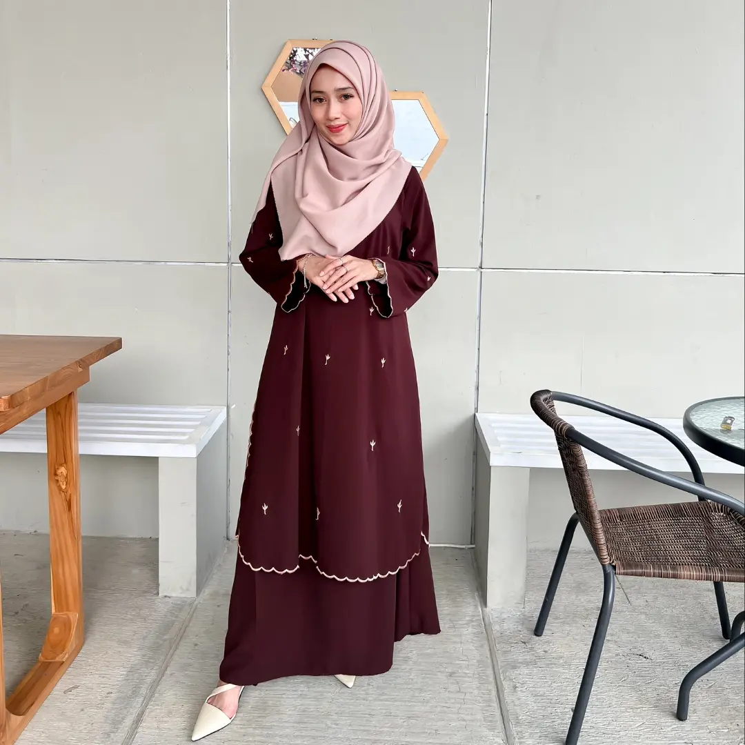 GENDIS Setelan Melayu Bordir Kembang Tunik Dan Rok By Pretty Petals Baju Muslim Wanita