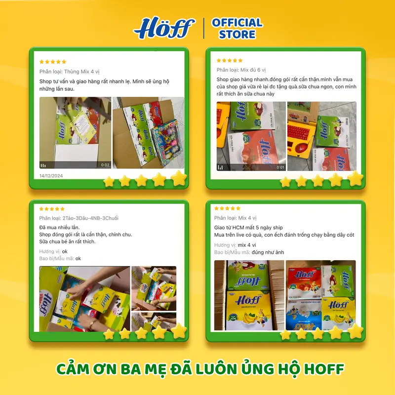 (Mới) Combo 2 sữa chua trái cây Hoff Mix vị Lê và Dưa Lưới 2 lốc (8 hộp x 55g) 5