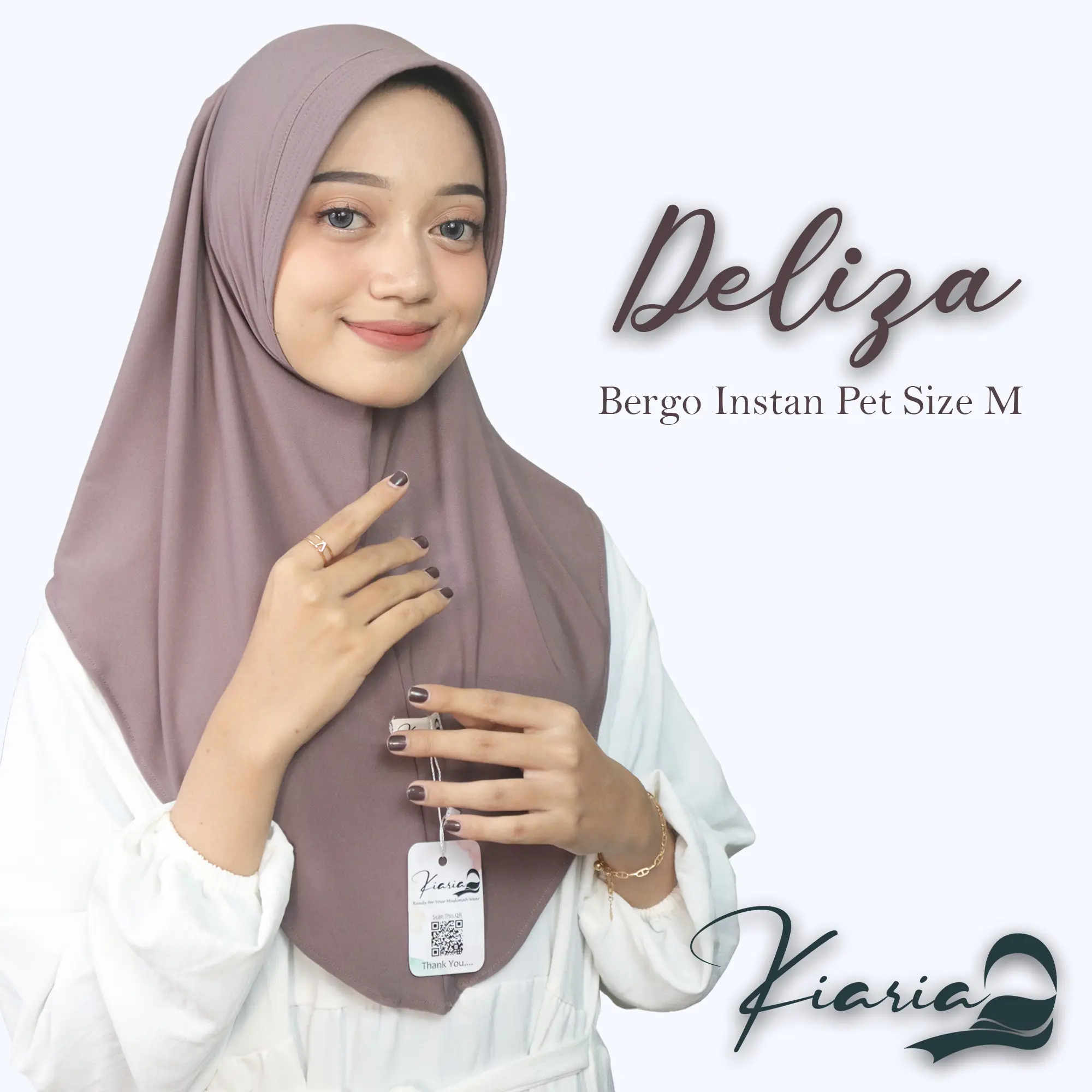Kiaria - Deliza Hijab Bergo Instan Ped Matt Jersey Pad Antem Size M Kerudung Simple Casual