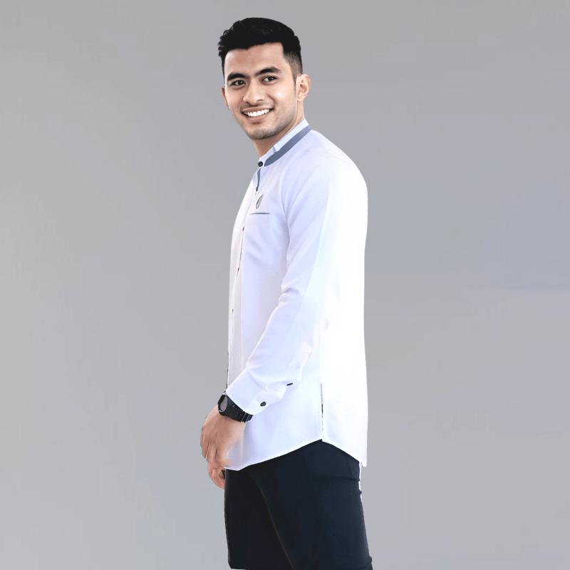 Baju Koko Putih Lengan Panjang Kemko Hadroh Kemeja Koko Dewasa Kurta Taqwa Baju Muslim Pria Kekinian Casual 2
