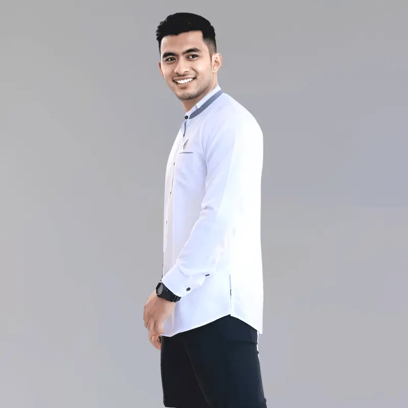 Baju Koko Putih Lengan Panjang Kemko Hadroh Kemeja Koko Dewasa Kurta Taqwa Baju Muslim Pria Kekinian Casual 1