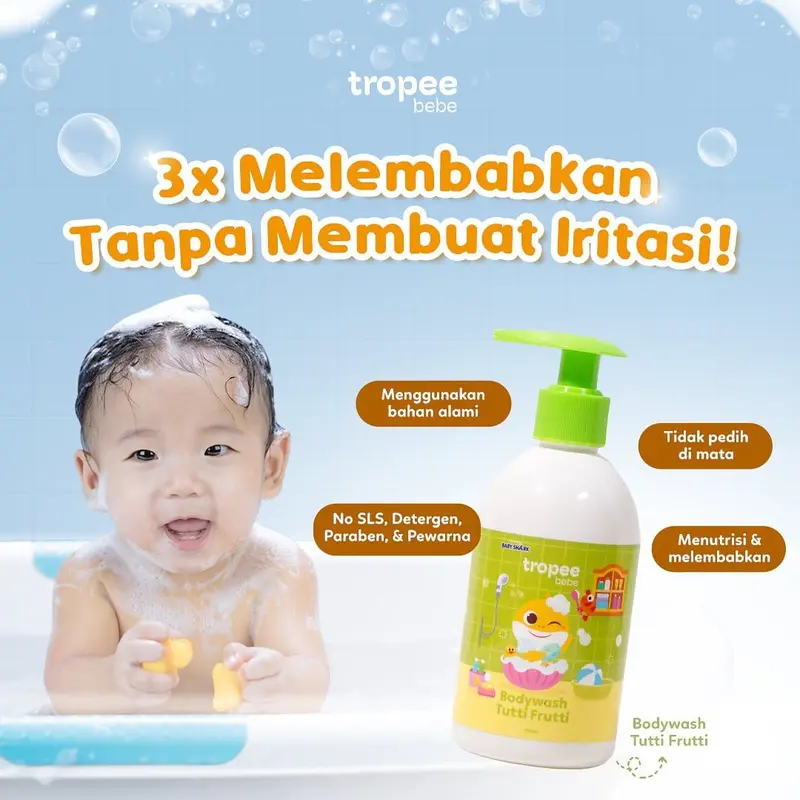 Tropee Bebe x Pinkfong Body Wash Tutti Frutti 250ml | Sabun Mandi Anak Free SLS | Melembapkan Kulit | PH Balance| Bahan Alami 2
