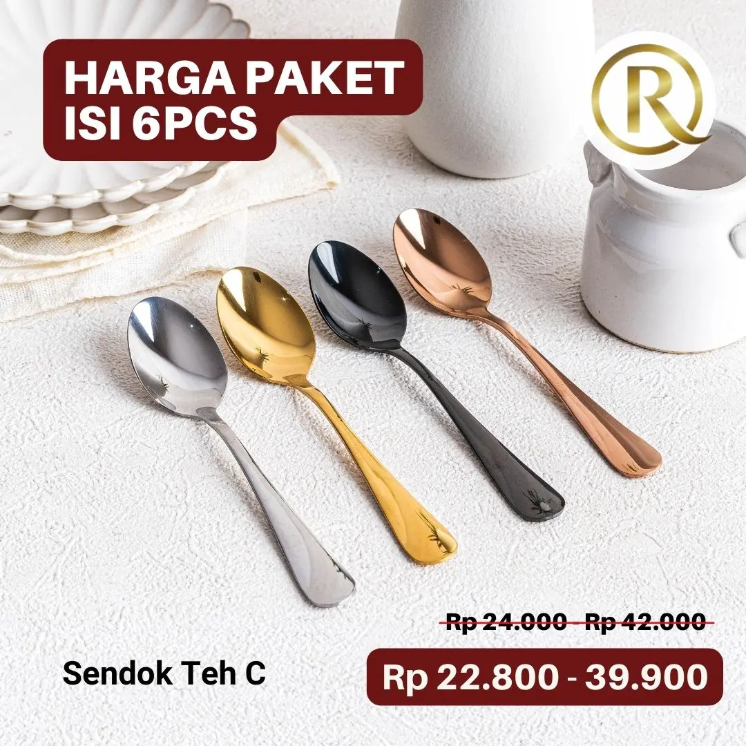 Paket Isi 6pcs Sendok Teh C Dessert Stainless Steel Korea Tebal 14cm