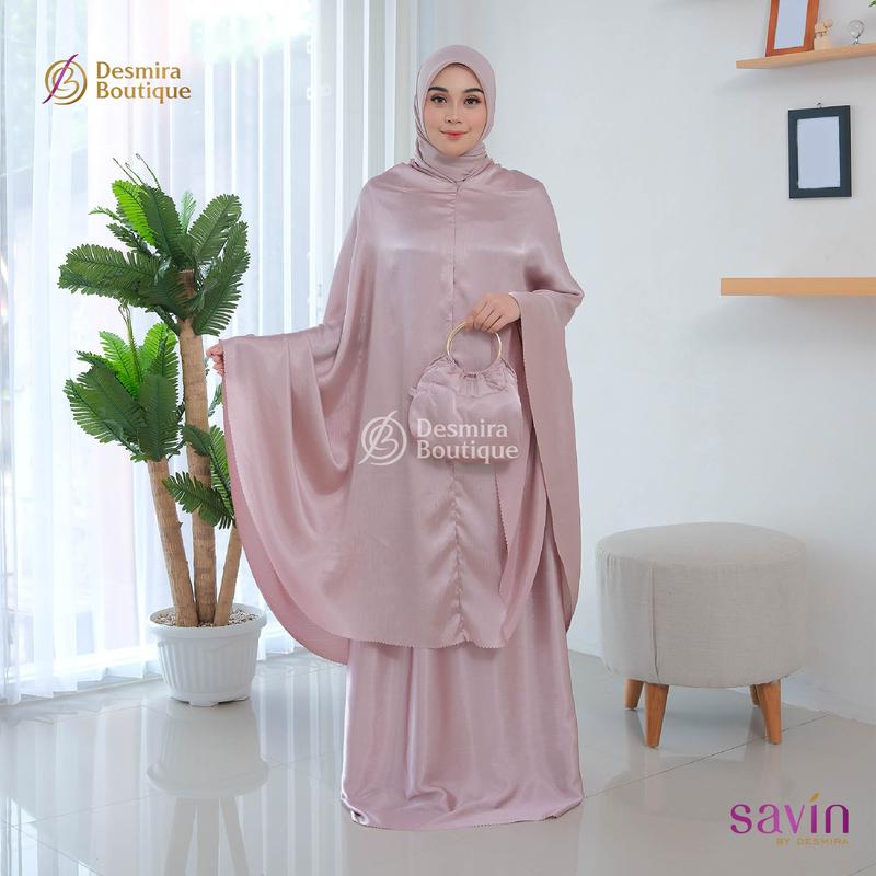 Product Introduction of SAVIN BY DESMIRA -[ FREE SAJADAH ] MUKENA ELZYA CRADENZA SILK PREMIUM 2in1 Polos Cantik Dewasa Traveling 2