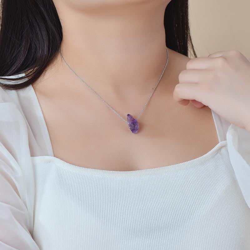 Vòng Cổ Mặt Dây Chuyền Pha Lê amethyst, Chất Liệu Pha Lê Tự Nhiên, Dành Cho Nữ, Đẹp Và Thanh Lịch 0