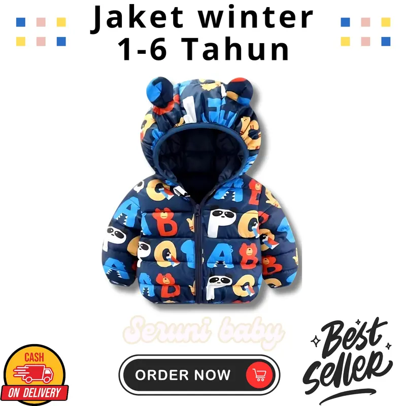 Jaket Musim Dingin Anak / Jaket Winter Anak / Jaket Coat Motif Hewan / New Winter Jacket Boys and Girls Variant Motif 2