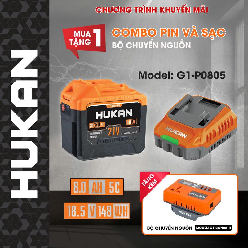   TẶNG ĐẾ CHUYỂN NGUỒN  COMBO Phụ kiện máy khoan 20 cell Hukan 805 TẶNG KÈM ĐẾ CHUYỂN NGUỒN 0214 
