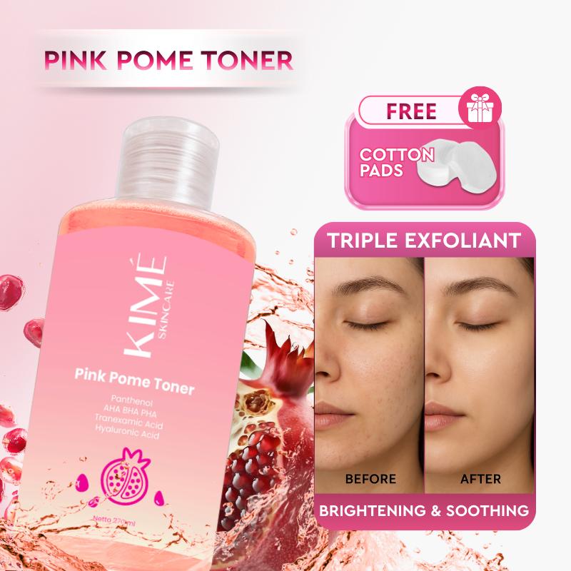 [BUY 2 GET 5] KIME LUMINIZING JEJU BRIGHTENING SOAP 200GR + [NEW] PINK POME TONER 270 ML + FREE COTTON PADS + JARING SABUN | Paket Sabun Mandi Pemutih Badan Toner Pencerah Wajah Exfoliasi Pencerah Tubuh Kulit Kusam Flek | Niacinamide AHA BHA PHA Phantenol