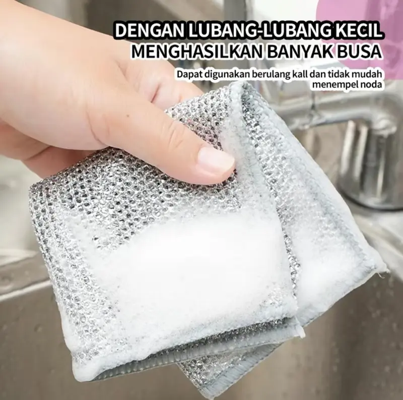 [BISA COD Kain Kawat] Lap Spons Halus / Lap Dapur Serbaguna Pembersih Piring Panci Sikat Kompor Serbet Kawat Spons Cuci Kuali Wajan 2